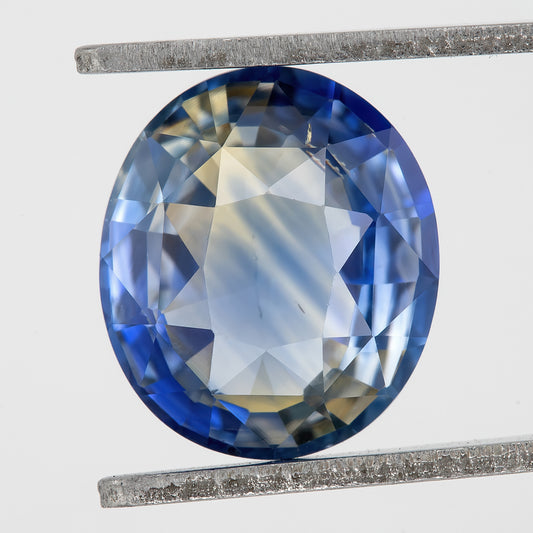 Bicolor – Blue & Yellow | Natural Sapphire 2.43 Ct | Oval Cut Heated Ceylon Gem | Eye Clean Gemstone for Statement Ring or Pendant
