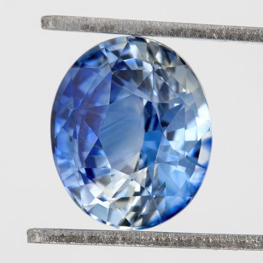 Bicolor – Blue & White | Natural Sapphire 2.96 Ct | Oval Cut Heated Ceylon Gemstone | Eye Clean Loose Sapphire for Fine Jewelry