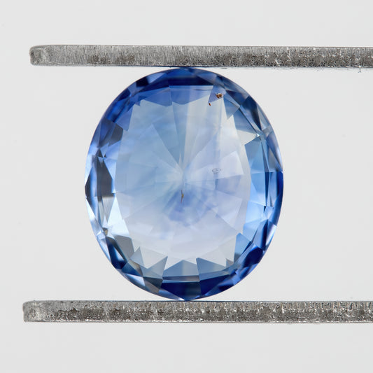 Bicolor - Blue & White | Natural Sapphire 1.73 Ct | Oval Cut Heated Ceylon Gemstone | Eye Clean Loose Stone for Fine Jewelry | Unique Cut