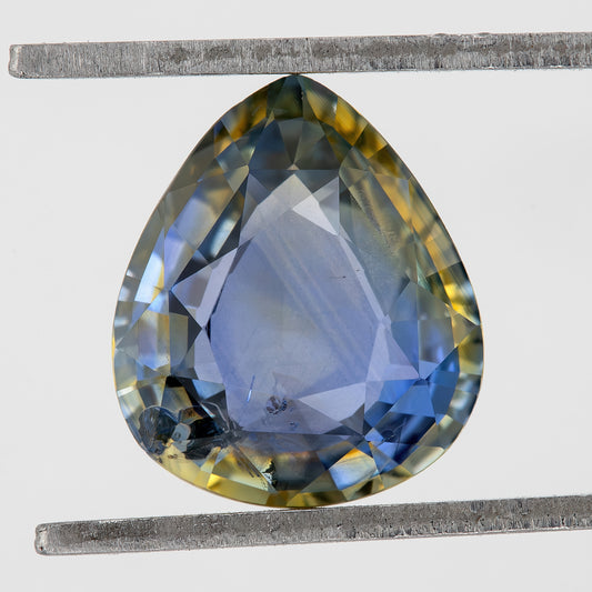 Bicolor – Blue & Yellow | Natural Sapphire 1.93 Ct | Pear Cut Heated Gemstone | Eye Clean Ceylon Loose Sapphire for Ring or Pendant