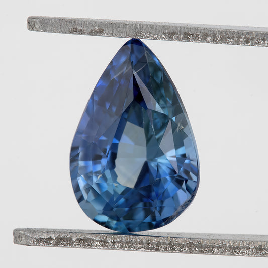 Natural Bicolor Sapphire 1.71 Ct | Pear Shape Blue Yellow Ceylon Gem | Eye Clean Heated Loose Stone for Fine Jewelry Design | KK34