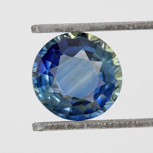 Bicolor – Blue & Yellow | Natural Sapphire 1.56 Ct | Round Cut Heated Gemstone | Eye Clean Loose Ceylon Stone for Fine Jewelry Design