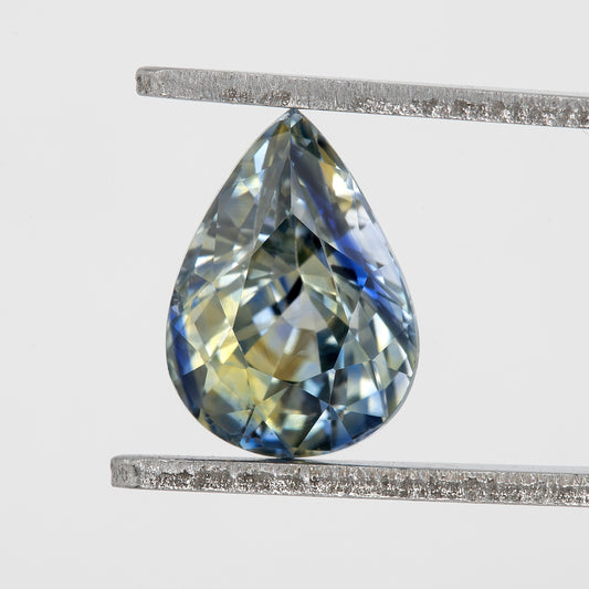 Bicolor – Blue & Yellow Sapphire 1.41 Ct | Pear Cut Heated Ceylon Gem | Eye Clean Loose Natural Stone for Fine Jewelry or Ring Design