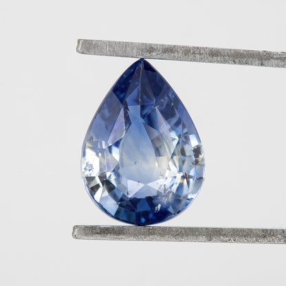 Bicolor – Blue & White Sapphire 1.41 Ct | Pear Cut Heated Ceylon Gemstone | Eye Clean Loose Stone for Fine Jewelry or Pendant Design