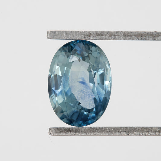 Bicolor – Blue & Icy White Sapphire 1.18 Ct | Oval Cut Untreated Eye Clean Ceylon Loose Gemstone | Rare Stone for Fine Jewelry Design