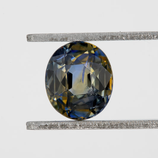 Bicolor – Deep Blue & Smoky White Sapphire 1.28 Ct | Oval Cut Untreated Ceylon Loose Gemstone | Eye Clean Rare Stone for Fine Jewelry Design