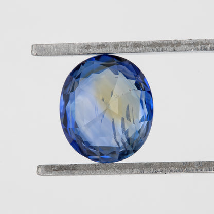 Bicolor – Deep Blue & Smoky White Sapphire 1.28 Ct | Oval Cut Untreated Ceylon Loose Gemstone | Eye Clean Rare Stone for Fine Jewelry Design