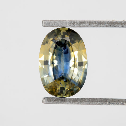 Bicolor – Blue and Champagne Yellow Sapphire 0.94 Ct | Oval Cut Untreated Natural Gemstone | Loose Ceylon Stone for Custom Jewelry Design