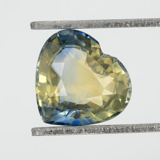 Champagne Yellow and Blue Sapphire | 2.21 Ct Heart Cut Unheated Gemstone | Bold Center Stone for Fine Ring or Pendant Jewelry
