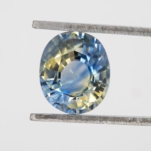Blue and Champagne Yellow Sapphire | 1.47 Ct Oval Cut Unheated Natural Gemstone | Elegant Center Stone for Fine Jewelry or Rings