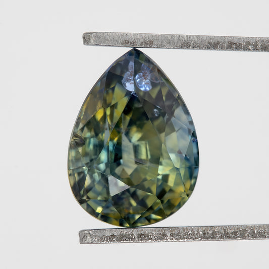 Blue and Champagne Yellow Sapphire | 2.43 Ct Pear Cut Unheated Gemstone | Rare Eye Clean Sapphire for High-End Rings or Pendant Jewelry