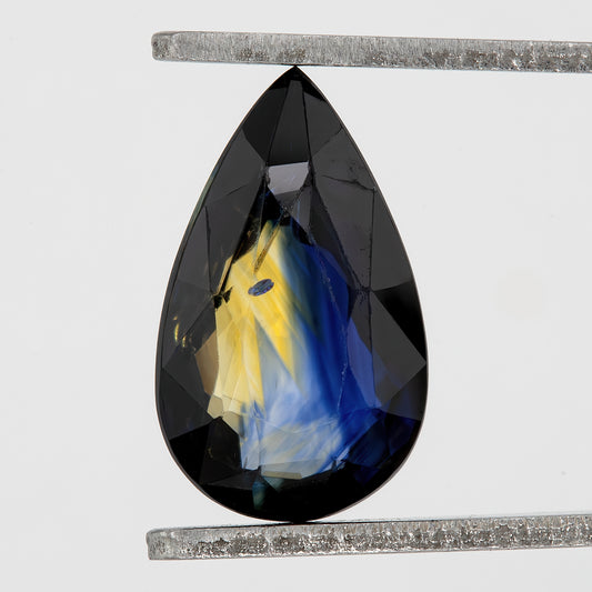 Blue and Champagne Yellow Sapphire | 1.91 Ct Pear Cut Unheated Natural Gemstone | Eye Clean Rare Stone for Fine Jewelry or Ring Design