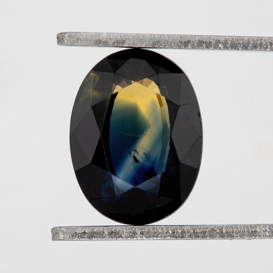 Deep Blue Champagne Sapphire | 1.99 Ct Oval Cut Bicolor Gemstone | Unheated Eye Clean Stone for Rings and Jewelry