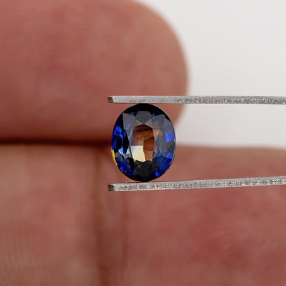 Royal Blue Champagne Sapphire | 1.29 Ct Oval Cut Unheated Natural Gem | Eye Clean Stone for Rings & Fine Jewelry