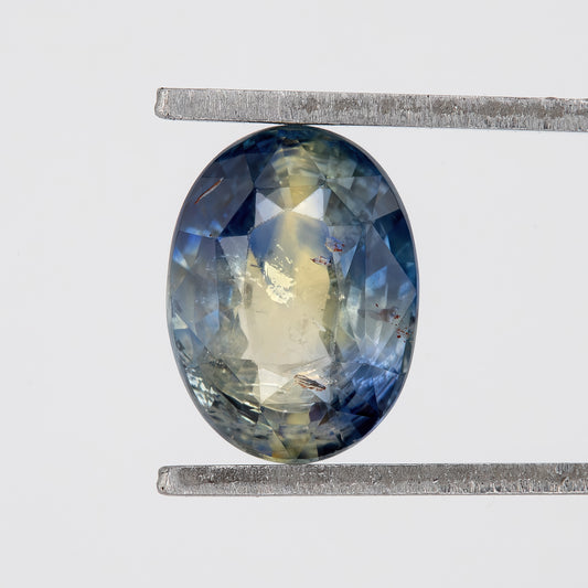 Soft Blue Champagne Bicolor Sapphire | 1.34 Ct Oval Cut Untreated Gemstone | Eye Clean Unique Zoning for Rings & Fine Jewelry