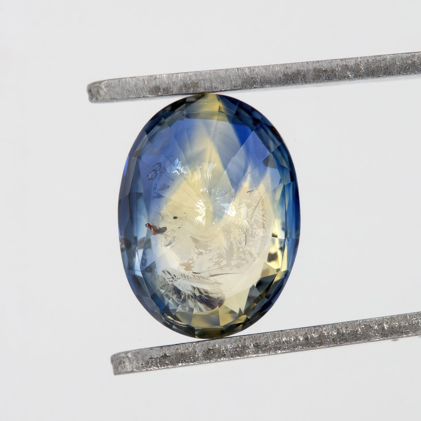 Soft Blue Champagne Bicolor Sapphire | 1.34 Ct Oval Cut Untreated Gemstone | Eye Clean Unique Zoning for Rings & Fine Jewelry