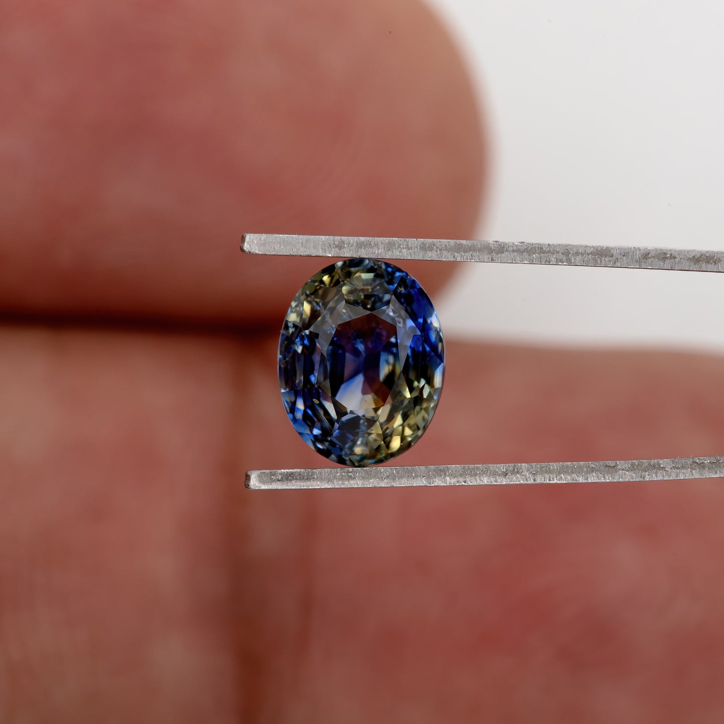 Blue Champagne Bicolor Sapphire | 1.90 Ct Natural Oval Cut Unheated Gemstone | Eye Clean Sapphire for Statement Jewelry & Rings