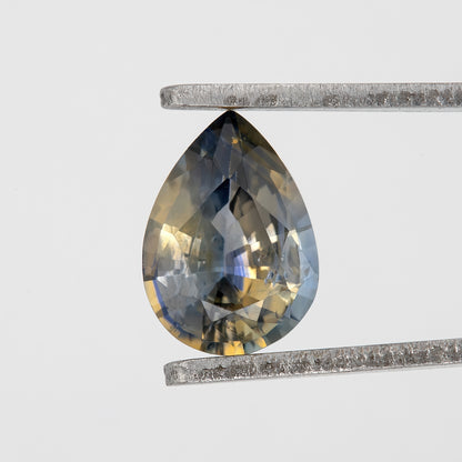 Golden Blue Bicolor Sapphire | 0.84 Ct Natural Unheated Pear Cut | Eye Clean Teardrop Gem for Fine Jewelry & Rings