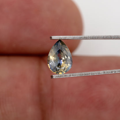 Golden Blue Bicolor Sapphire | 0.84 Ct Natural Unheated Pear Cut | Eye Clean Teardrop Gem for Fine Jewelry & Rings