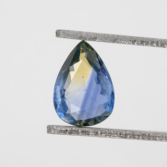 Blue Champagne Yellow Sapphire | 0.76 Ct Pear Cut Untreated Natural Gemstone | Unique Bi-Color Sapphire for Ring or Pendant