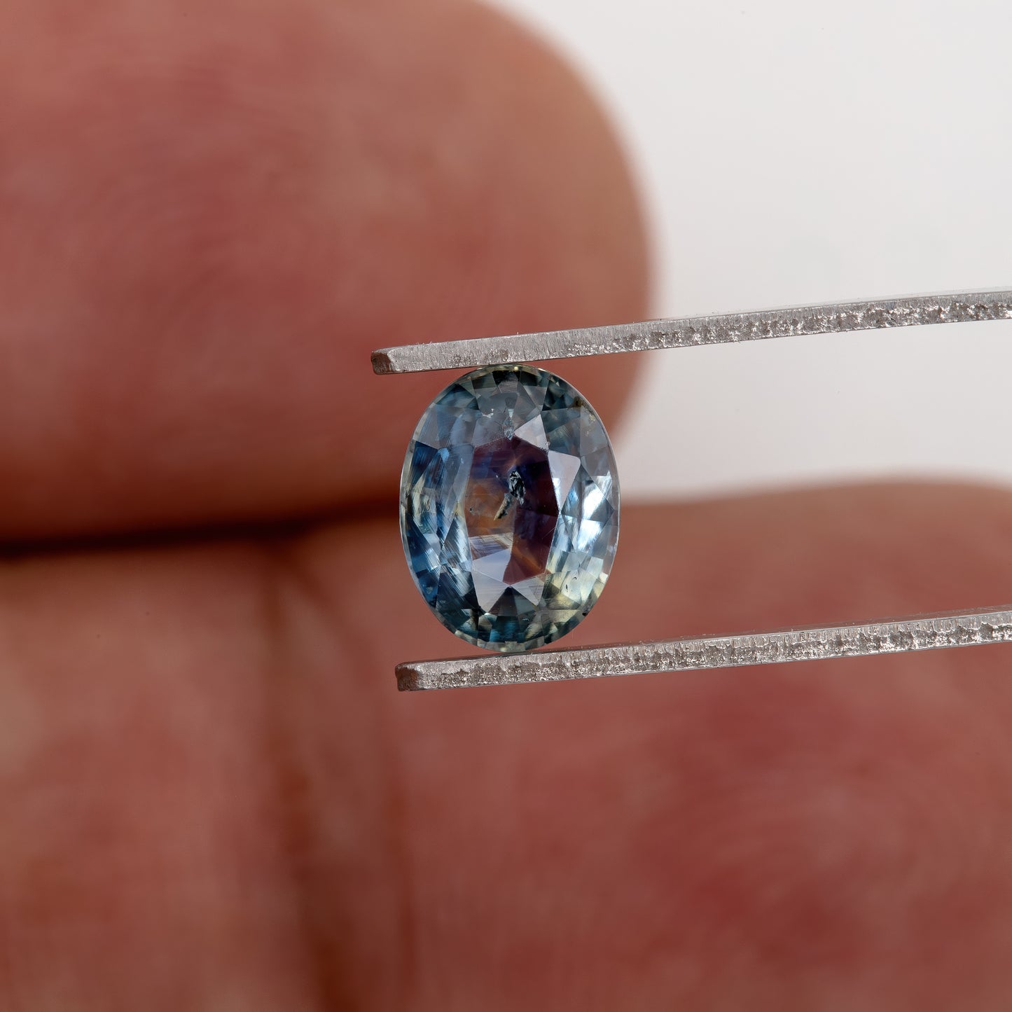Blue Champagne Sapphire | 1.09 Ct Oval Cut Untreated Bi-Color Gemstone | Unique Natural Sapphire for Ring or Pendant
