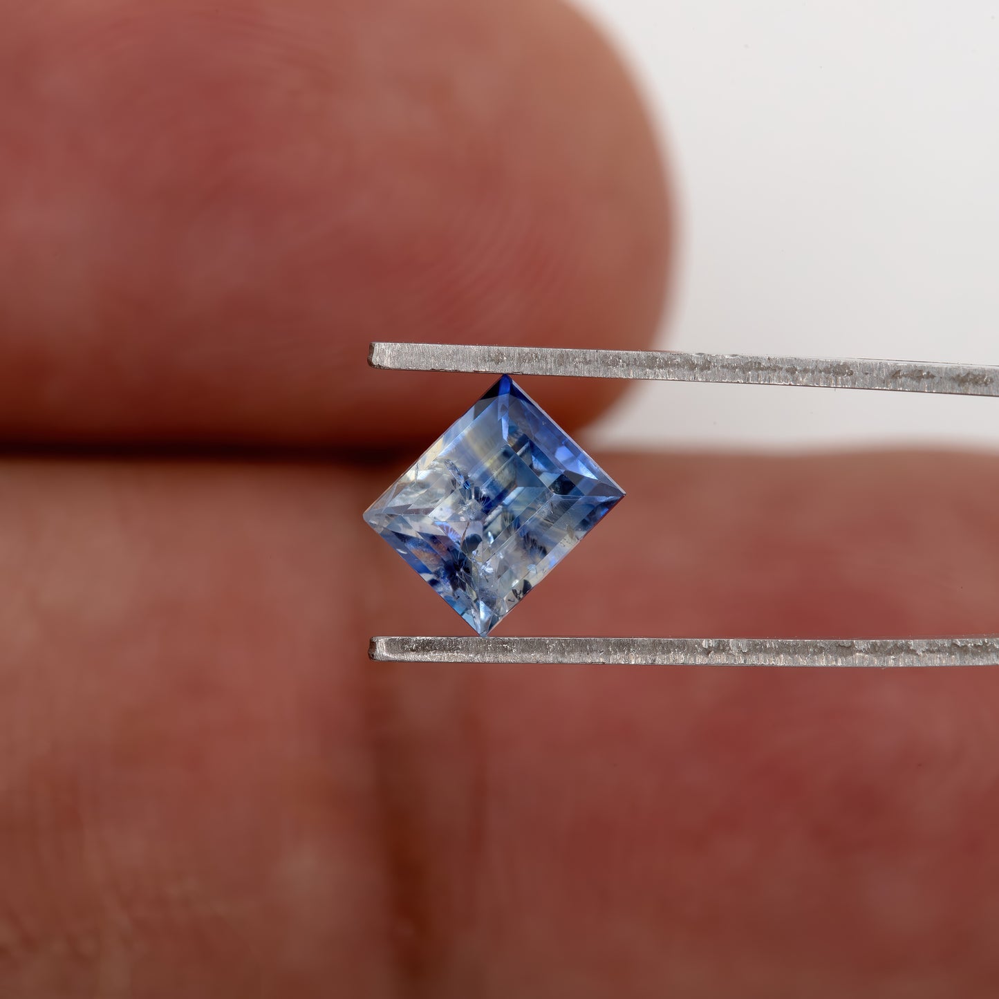 Blue Champagne Bicolor Sapphire | 0.84 Ct Carre Cut Untreated Natural Gem | Unique Square Loose Sapphire for Jewelry Design