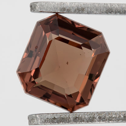 Golden Peach Brown 0.82 Ct Asscher Cut Sapphire | Natural Heated Gemstone | Rustic Earthy Gem for Bold Rings & Custom Jewelry Design