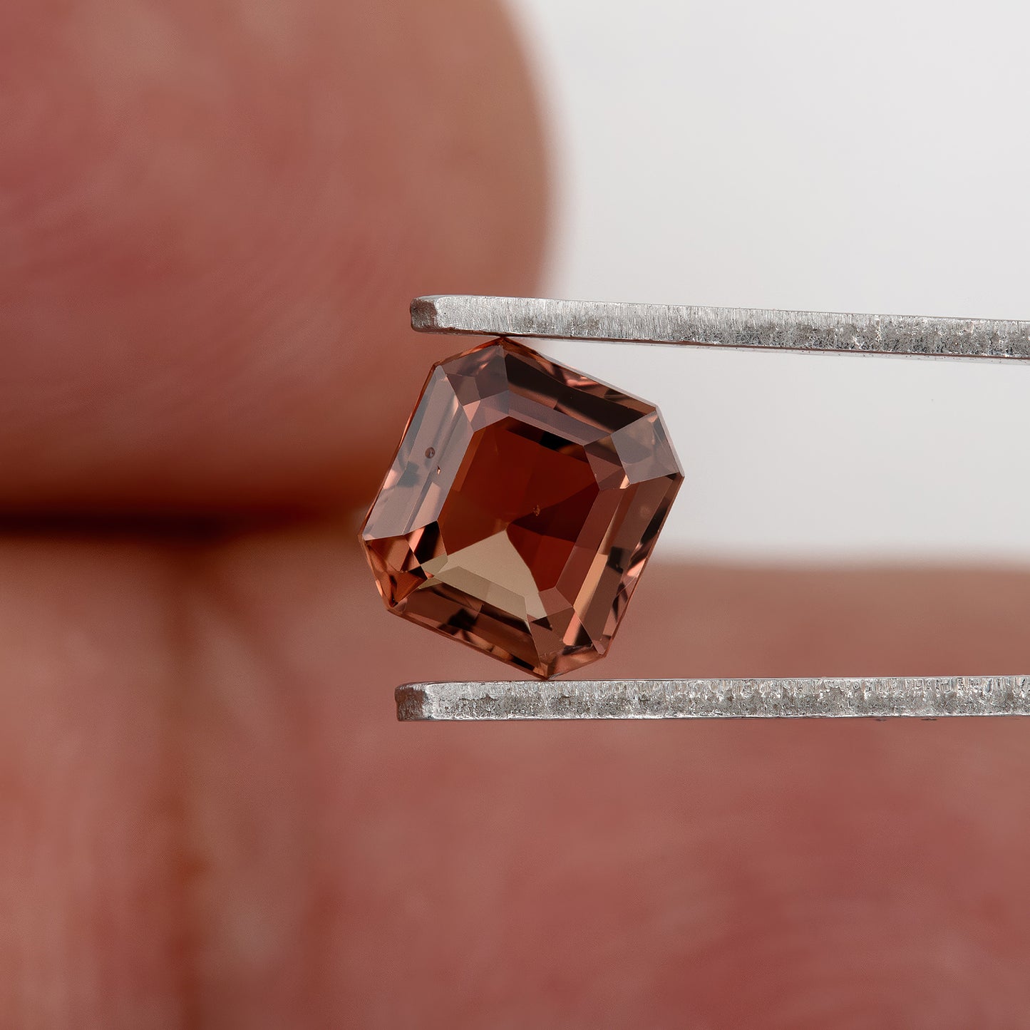 Golden Peach Brown 0.82 Ct Asscher Cut Sapphire | Natural Heated Gemstone | Rustic Earthy Gem for Bold Rings & Custom Jewelry Design