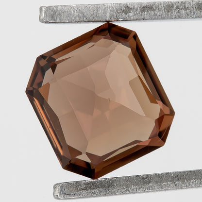 Golden Peach Brown 0.82 Ct Asscher Cut Sapphire | Natural Heated Gemstone | Rustic Earthy Gem for Bold Rings & Custom Jewelry Design