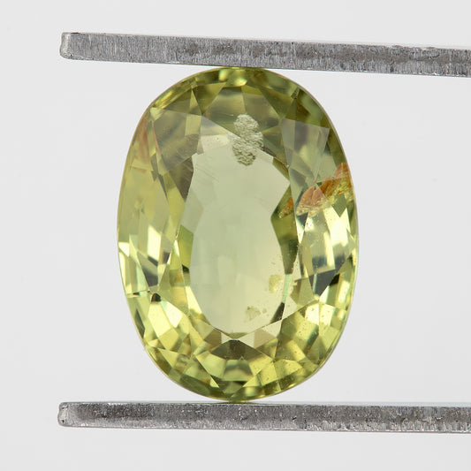 Yellowish Green Natural Sapphire 2.10 Ct | Oval Cut Heated Gemstone with Inclusions | Bold Stone for Engagement or Custom Statement Jewelry