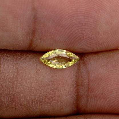 Bright Yellow Sapphire 0.69 Ct | Marquise Cut Heated Loose Gemstone | Eye-Clean Mined Sapphire for Rings or Jewelry | Custom Design Ready