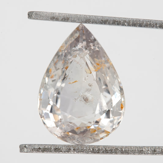 Icy White-Peach Sapphire | 2.34 Ct Pear Cut Heated Natural Gemstone | Rustic Elegant Sapphire for Artistic Ring | Loose Stone for Custom Jewelry