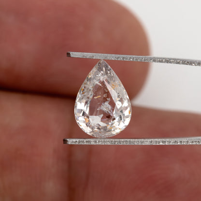 Icy White-Peach Sapphire | 2.34 Ct Pear Cut Heated Natural Gemstone | Rustic Elegant Sapphire for Artistic Ring | Loose Stone for Custom Jewelry