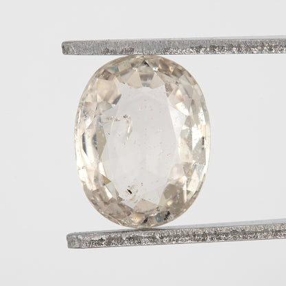 Champagne White | 1.75 Carat Oval Cut Heated Natural Sapphire with Rustic Inclusions for Artisan Jewelry Designs