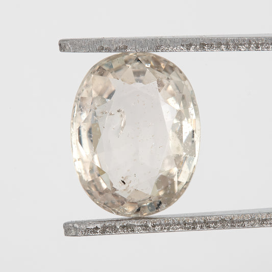 Champagne White | 1.75 Carat Oval Cut Heated Natural Sapphire with Rustic Inclusions for Artisan Jewelry Designs