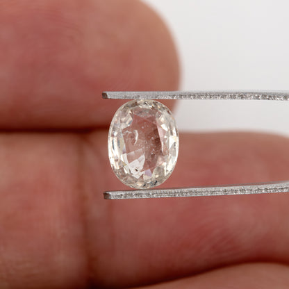Champagne White | 1.75 Carat Oval Cut Heated Natural Sapphire with Rustic Inclusions for Artisan Jewelry Designs