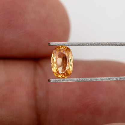 Golden Yellow Sapphire | 0.71 Carat Oval Cut Heated Sapphire | Natural Vivid Yellow Gemstone for Designer Rings, Pendants, and Fine Jewelry
