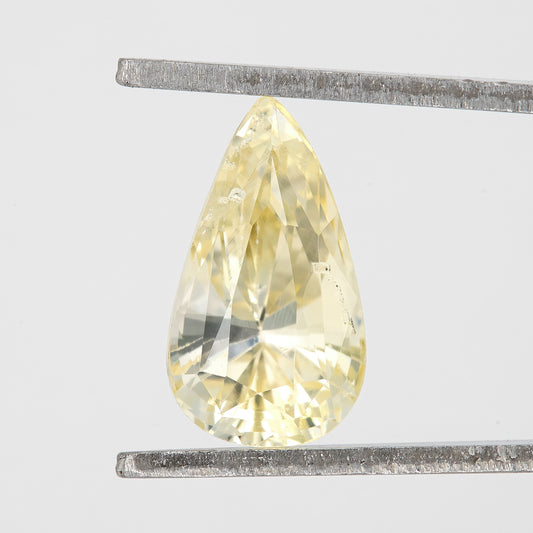 Light Lemon Yellow Sapphire | 1.55 Carat Pear Cut Heated Sapphire | Natural Pastel Yellow Gemstone for Engagement Rings, Pendants & Fine Jewelry