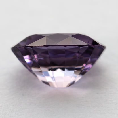 Side profile of oval spinel showing crown, girdle and pavilion depth.