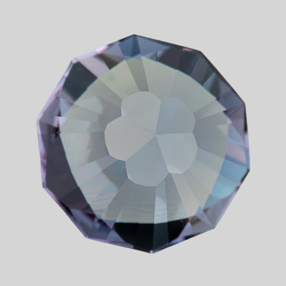 8 mm Sakura Cut Lab-Grown Color-Change Sapphire, GFCO Report, product photograph 9, f view.
