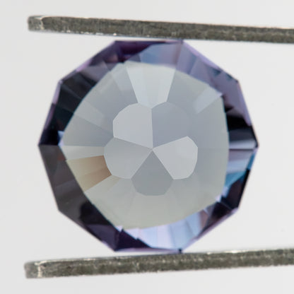 8 mm Sakura Cut Lab-Grown Color-Change Sapphire, GFCO Report, product photograph 16, l view.