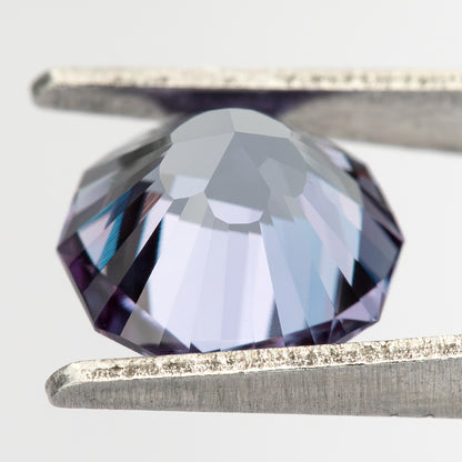 8 mm Sakura Cut Lab-Grown Color-Change Sapphire, GFCO Report, product photograph 18, n view.