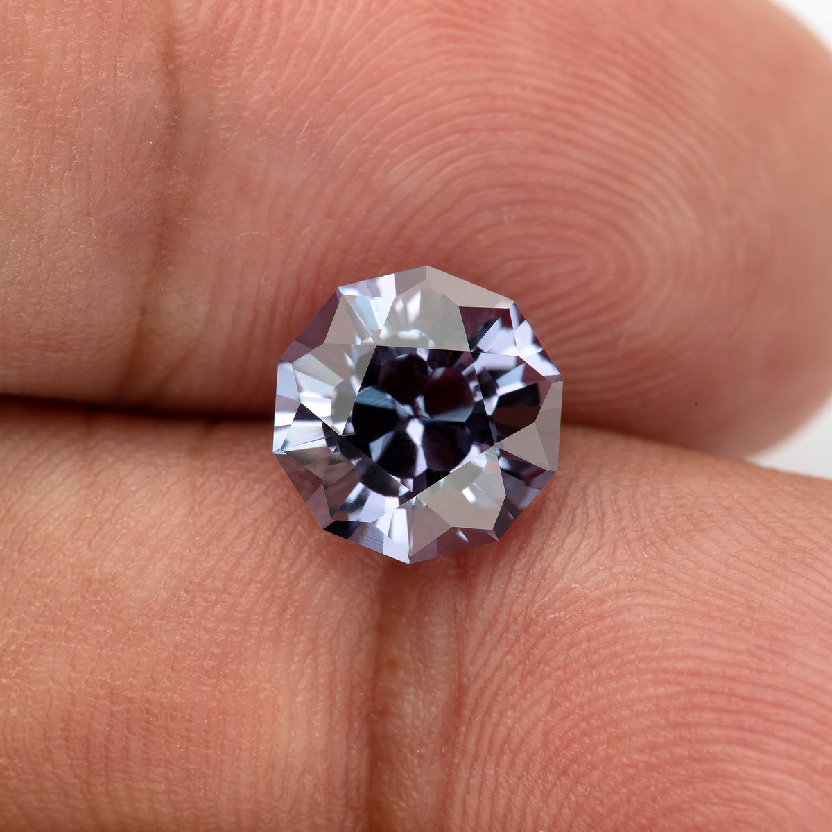 8 mm Sakura Cut Lab-Grown Color-Change Sapphire, GFCO Report, product photograph 10, o view.