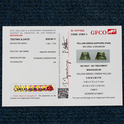 Natural sapphire pair SAP-TPZD-0080CT laboratory report image 1
