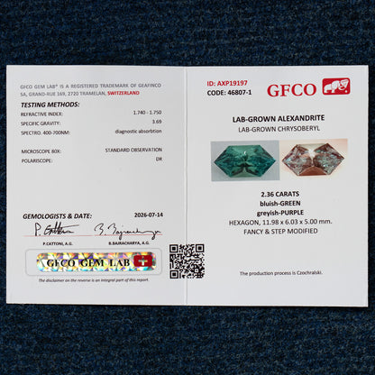 Lab-Grown Alexandrite BLS169 laboratory report image 1