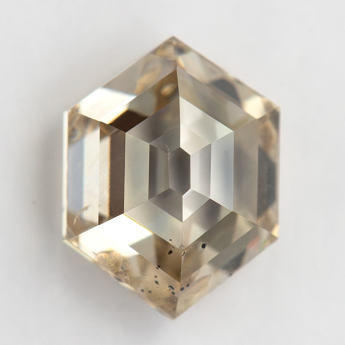 Close face-up view showing the large culet and Old Mine-style character