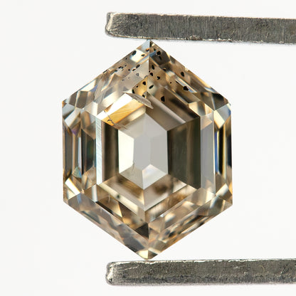 0.68 ct IGI certified natural champagne hexagon diamond, face-up hero view