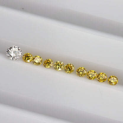 Close horizontal line showing yellow diamond facets and an excluded white comparison diamond.