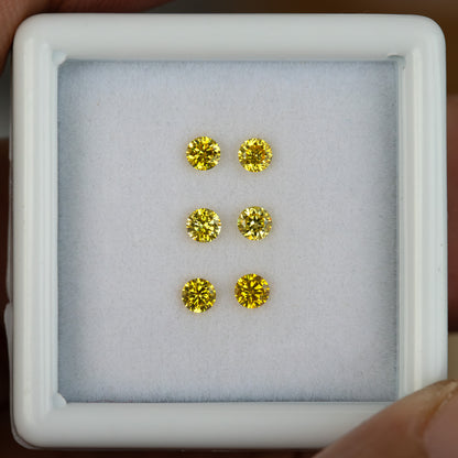 Front face-up view of the three yellow diamond pairs within the white tray rim.