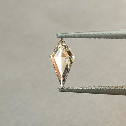 Back and pavilion view of the elongated kite lab-grown diamond, showing its pointed outline and geometric pavilion facet pattern.